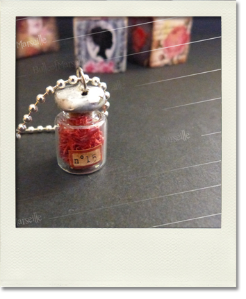 Collier fiole plante rouge